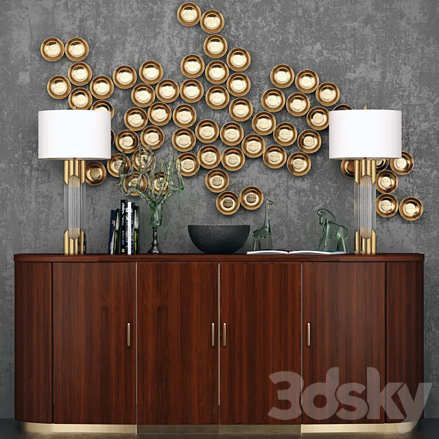 Luxury chest of drawers with lamps and decor. panel 3DSMax File