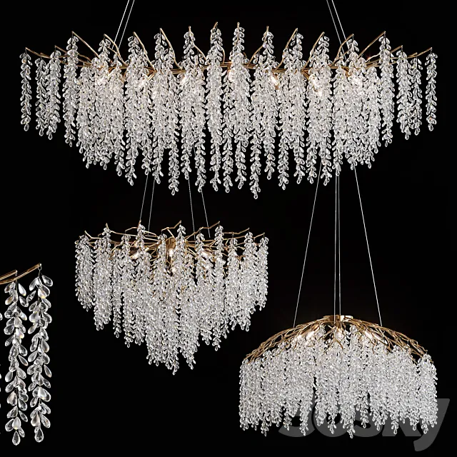 Luxury Crystal LED Chandeliers 3DS Max Model