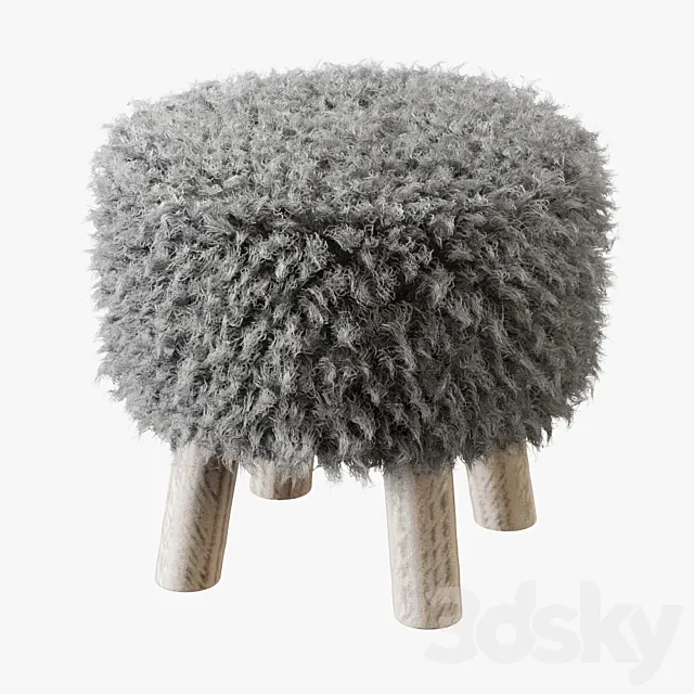 Luxury Gotland sheepskin stool 3DSMax File