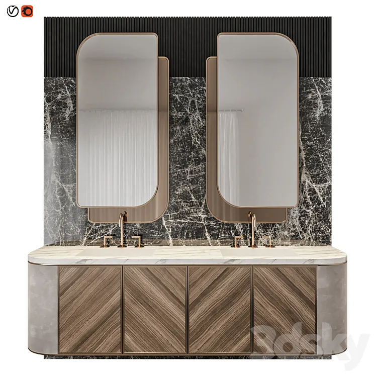 Luxury Marble Wood Bathroom 3DS Max