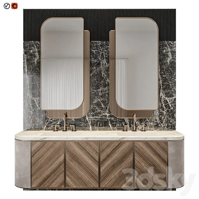 Luxury Marble Wood Bathroom 3DSMax File