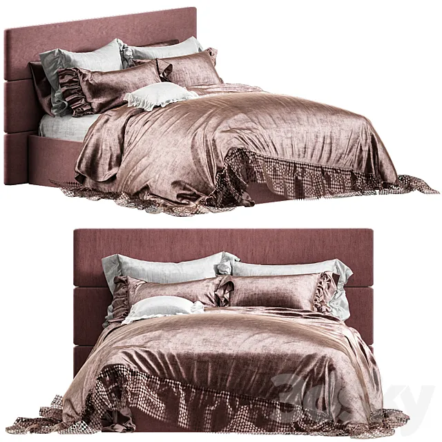 Luxury romantic bedding set 3ds Max