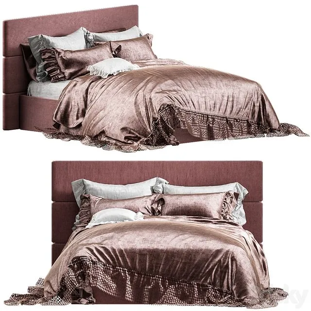 Luxury romantic bedding set 3dsMax Model