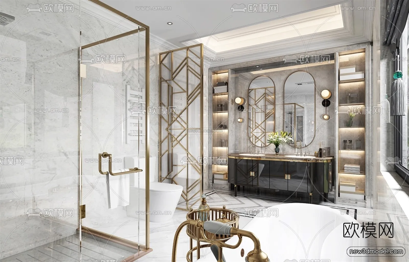 Luxury Style Interior 3D Blocks – Bathroom 3D Model – 284 – VRAY