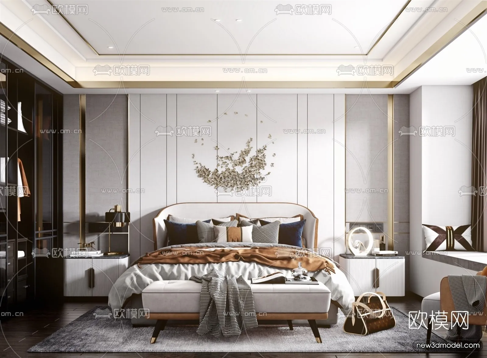 Luxury Style Interior 3D Blocks – Bedroom 3D Model – 200 – VRAY