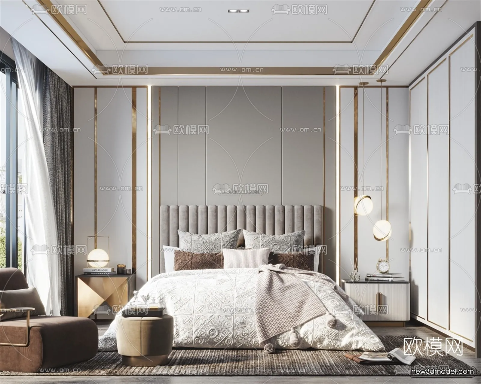 Luxury Style Interior 3D Blocks – Bedroom 3D Model – 259 – VRAY