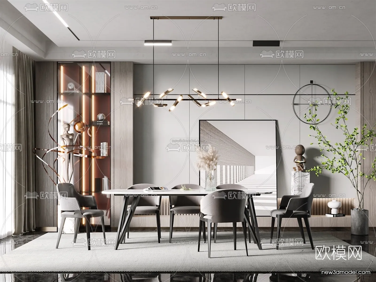 Luxury Style Interior 3D Blocks – Dining Room 3D Model – 188 – VRAY