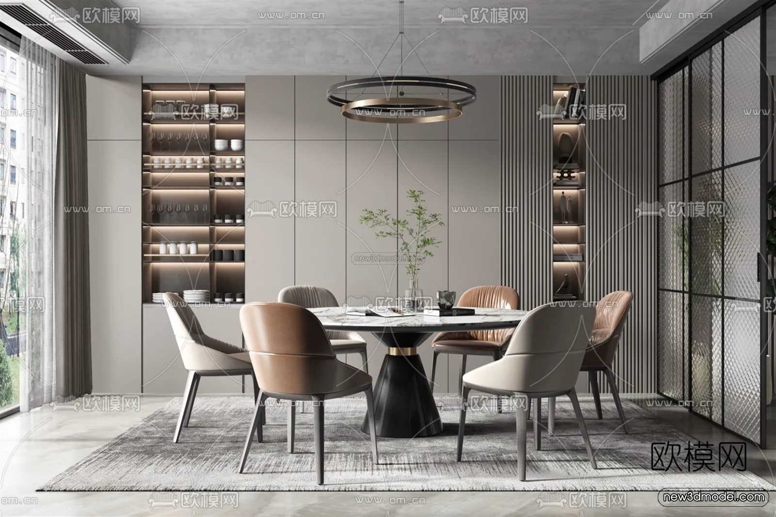 Luxury Style Interior 3D Blocks – Dining Room 3D Model – 189 – VRAY
