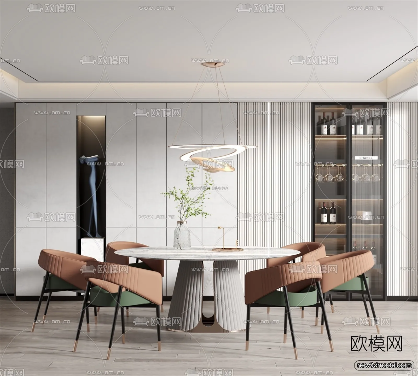 Luxury Style Interior 3D Blocks – Dining Room 3D Model – 191 – VRAY