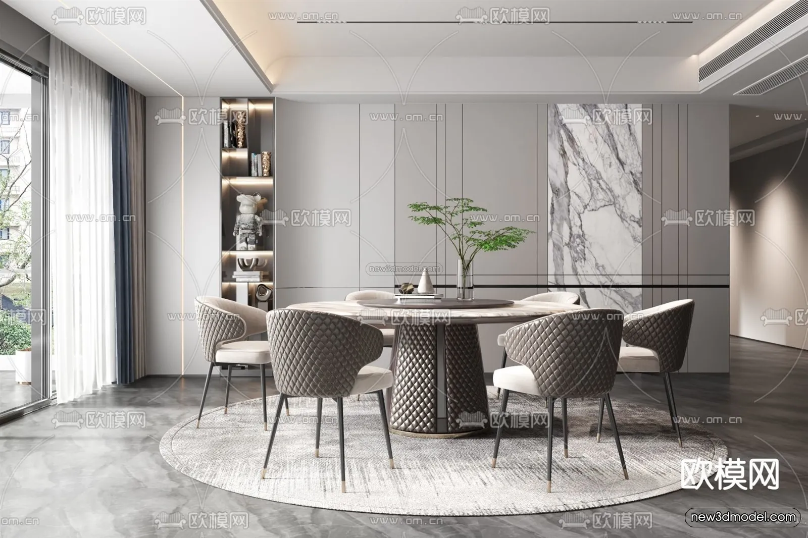 Luxury Style Interior 3D Blocks – Dining Room 3D Model – 193 – VRAY