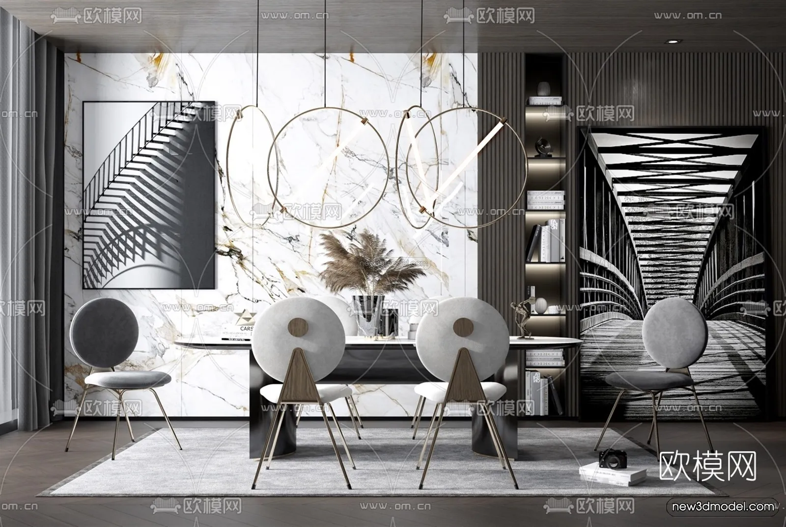 Luxury Style Interior 3D Blocks – Dining Room 3D Model – 195 – VRAY