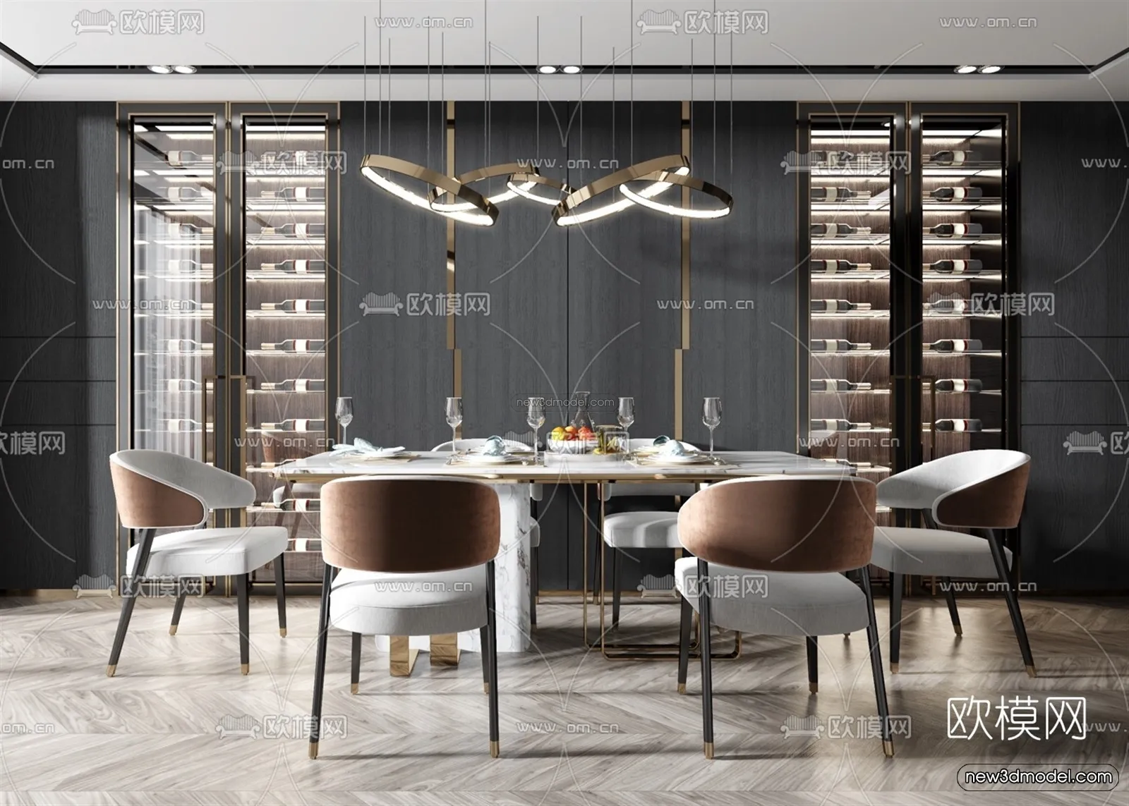 Luxury Style Interior 3D Blocks – Dining Room 3D Model – 197 – VRAY