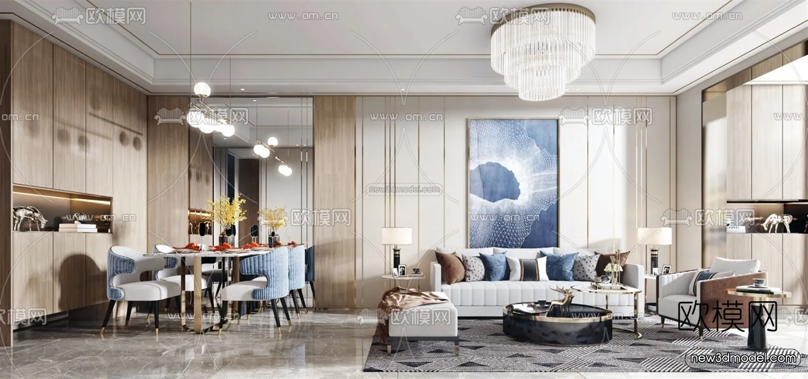 Luxury Style Interior 3D Blocks – Living Room 3D Model – 004 – VRAY
