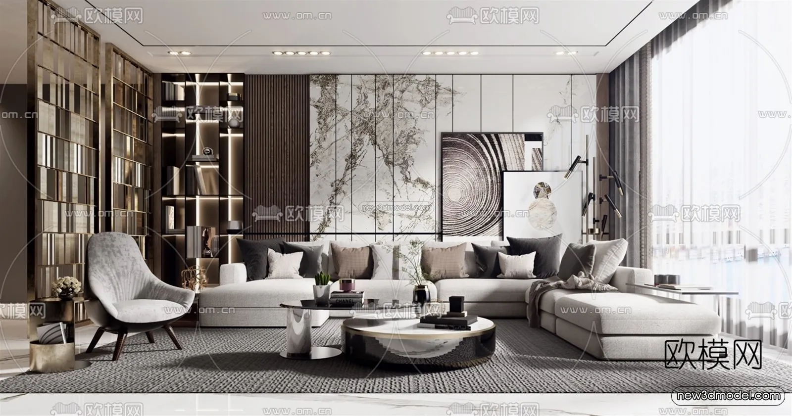 Luxury Style Interior 3D Blocks – Living Room 3D Model – 005 – VRAY