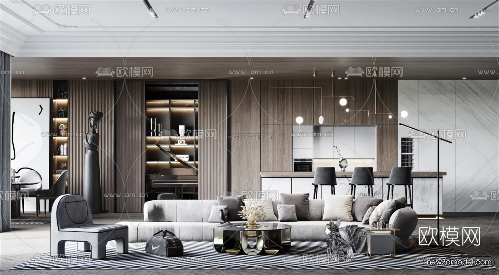 Luxury Style Interior 3D Blocks – Living Room 3D Model – 007 – VRAY