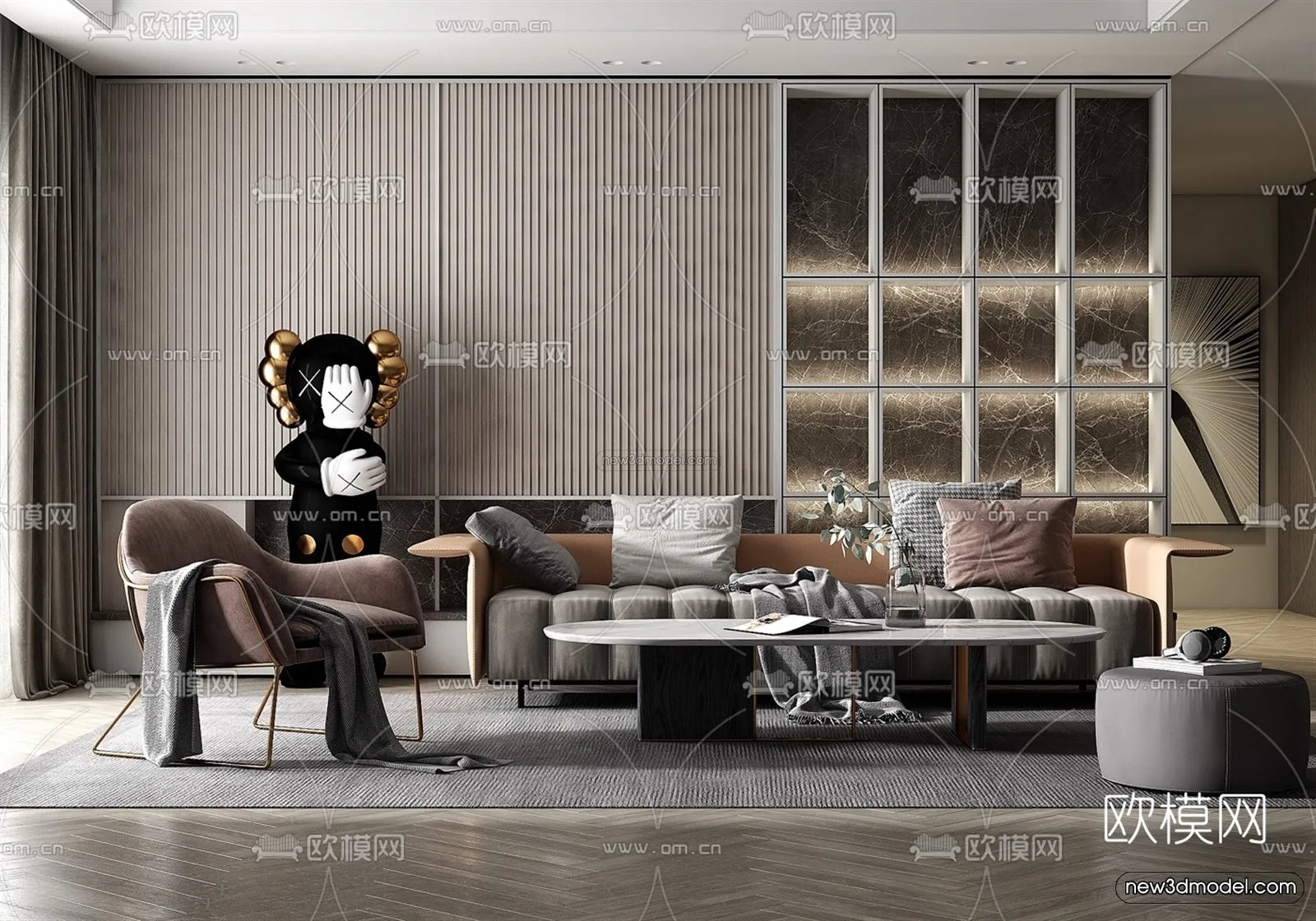 Luxury Style Interior 3D Blocks – Living Room 3D Model – 009 – VRAY