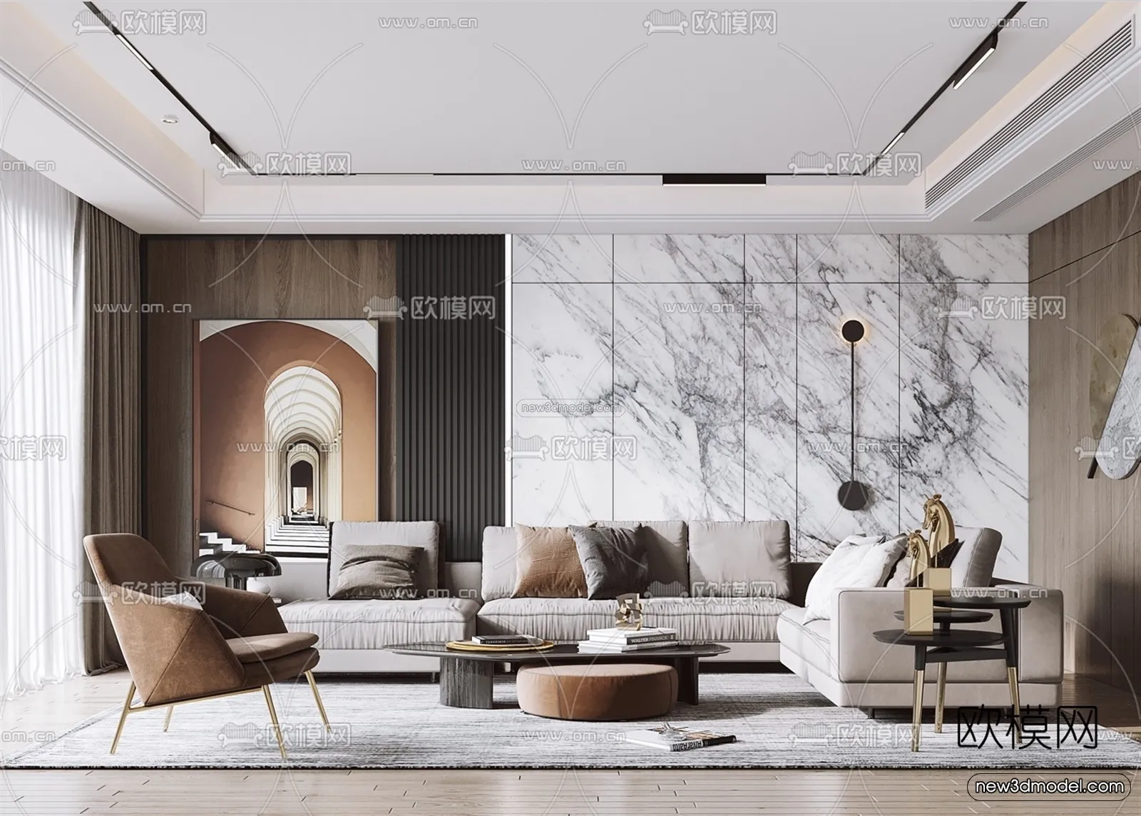 Luxury Style Interior 3D Blocks – Living Room 3D Model – 010 – VRAY
