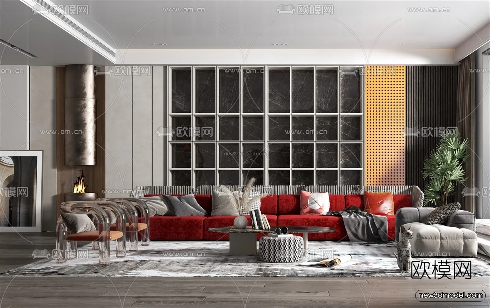 Luxury Style Interior 3D Blocks – Living Room 3D Model – 023 – VRAY