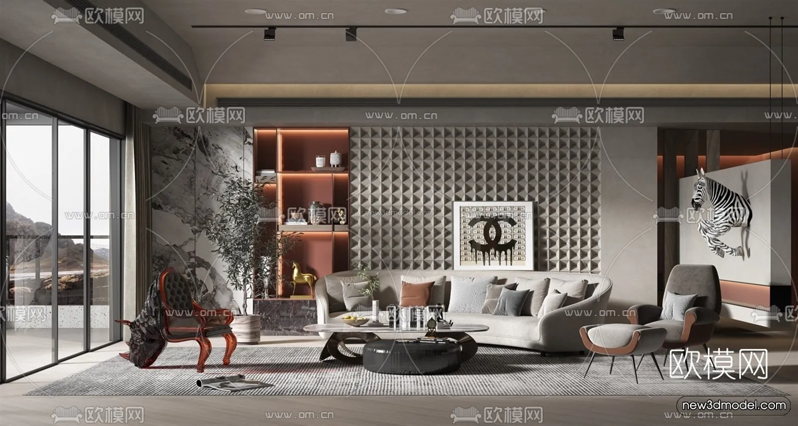 Luxury Style Interior 3D Blocks – Living Room 3D Model – 028 – VRAY