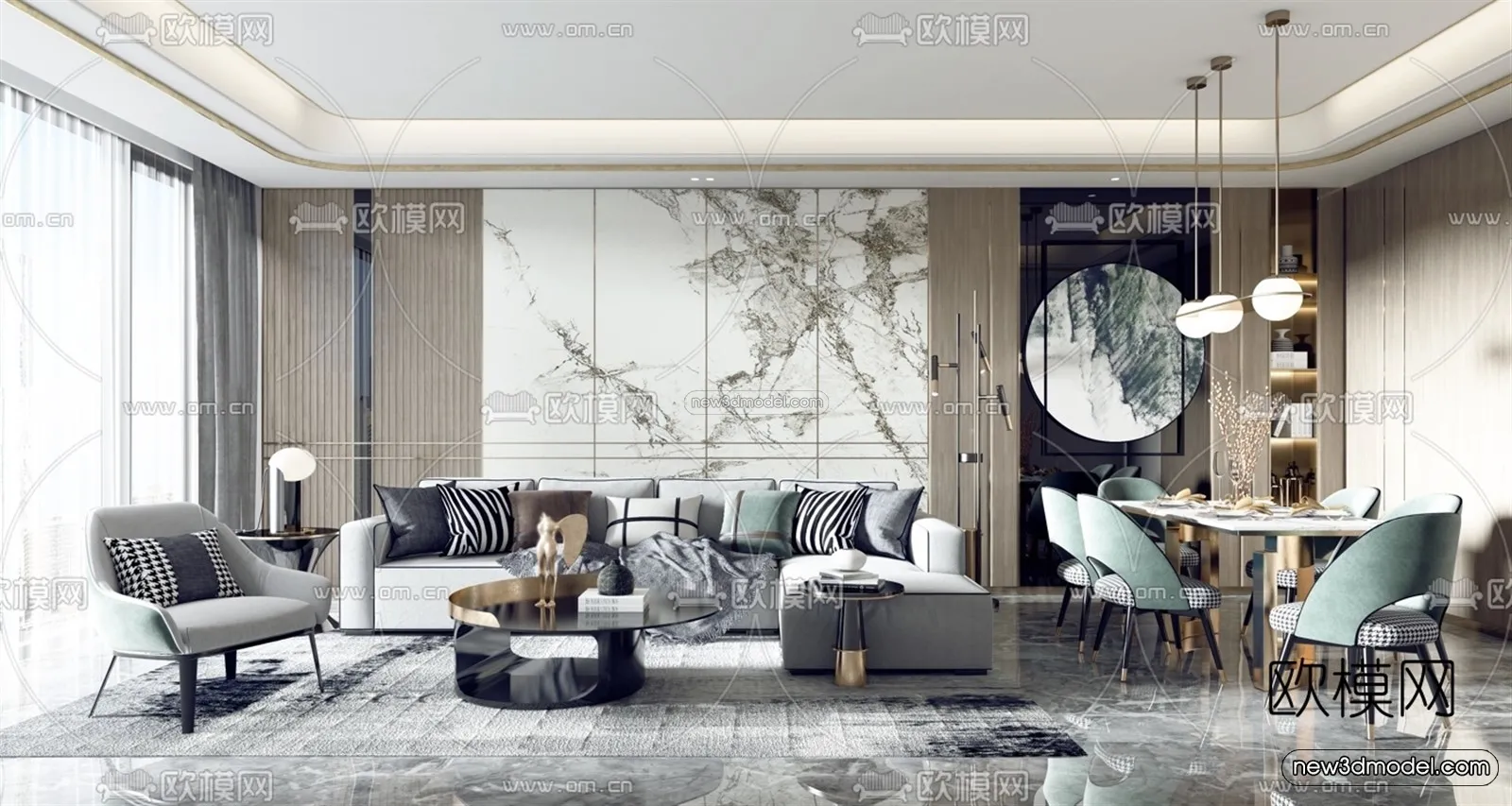 Luxury Style Interior 3D Blocks – Living Room 3D Model – 030 – VRAY