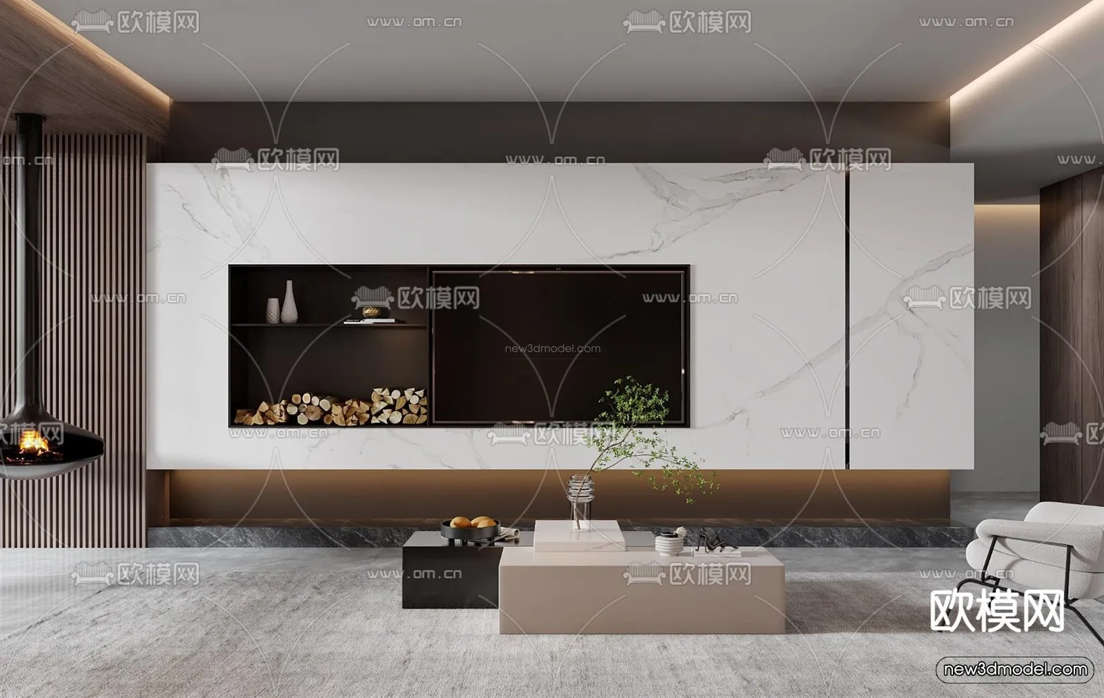 Luxury Style Interior 3D Blocks – Living Room 3D Model – 033 – VRAY