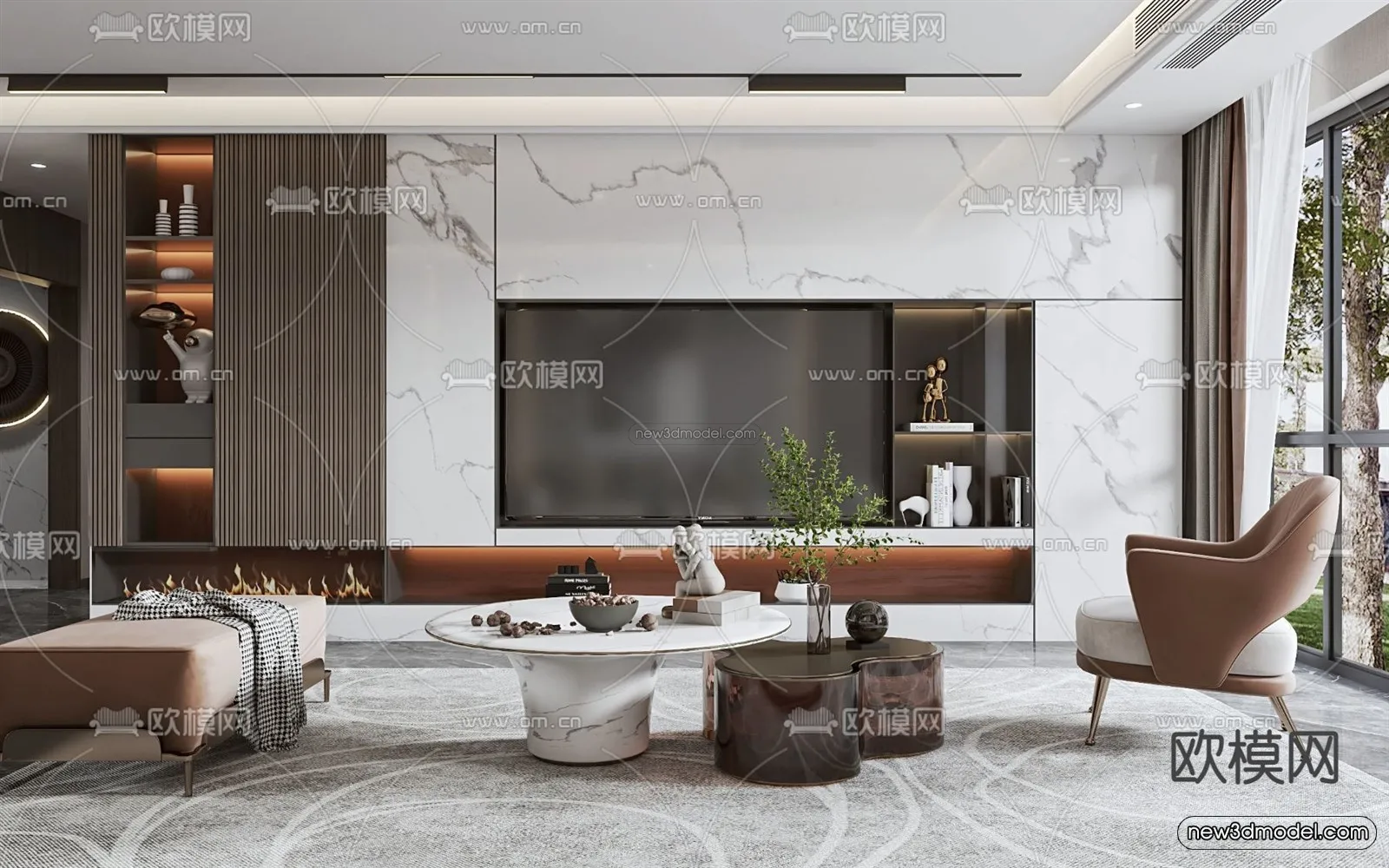 Luxury Style Interior 3D Blocks – Living Room 3D Model – 034 – VRAY