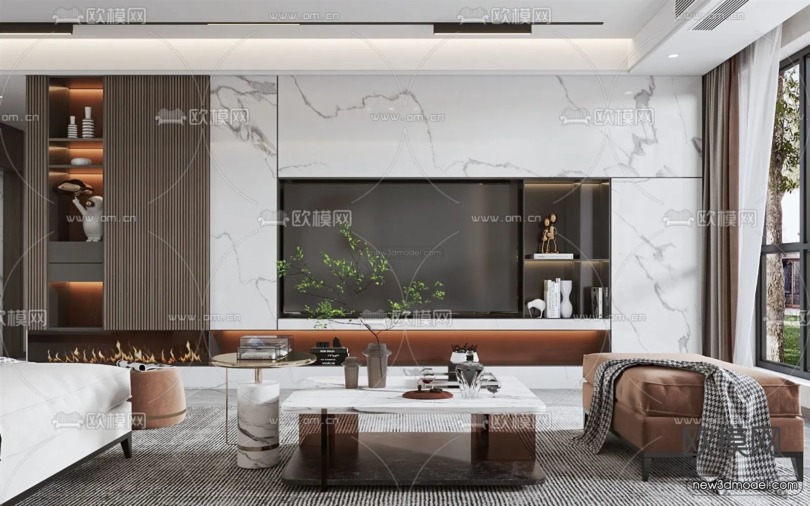 Luxury Style Interior 3D Blocks – Living Room 3D Model – 036 – VRAY