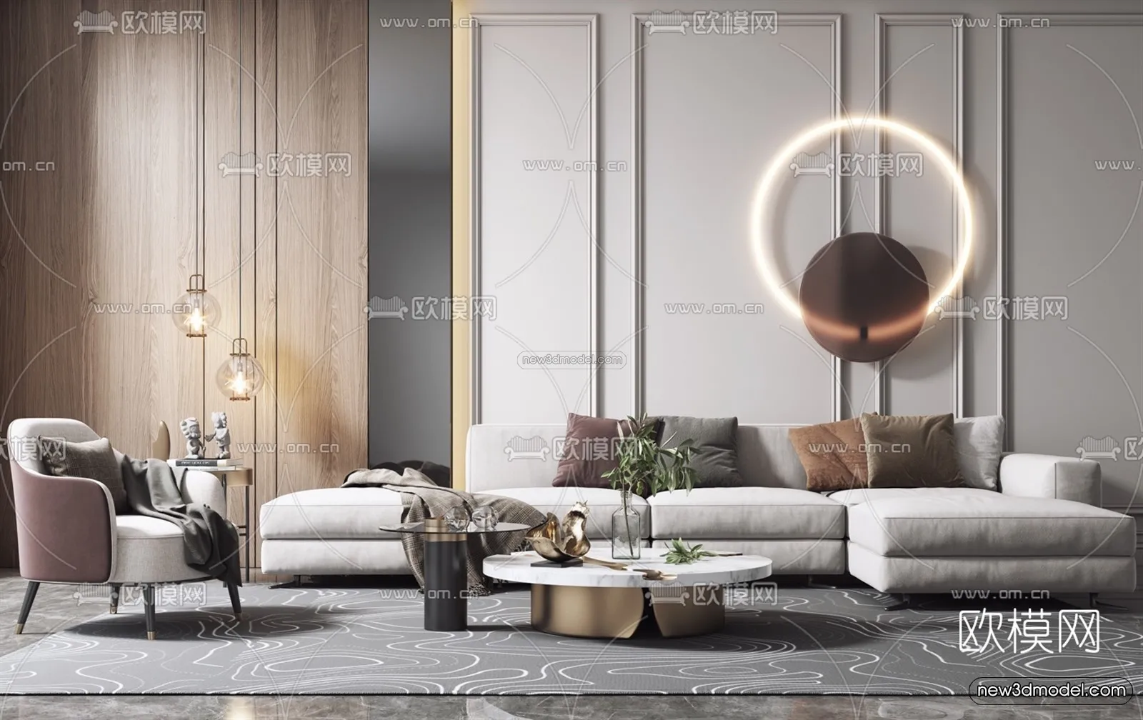 Luxury Style Interior 3D Blocks – Living Room 3D Model – 037 – VRAY