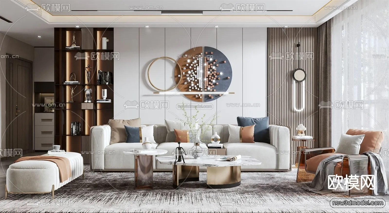Luxury Style Interior 3D Blocks – Living Room 3D Model – 043 – VRAY