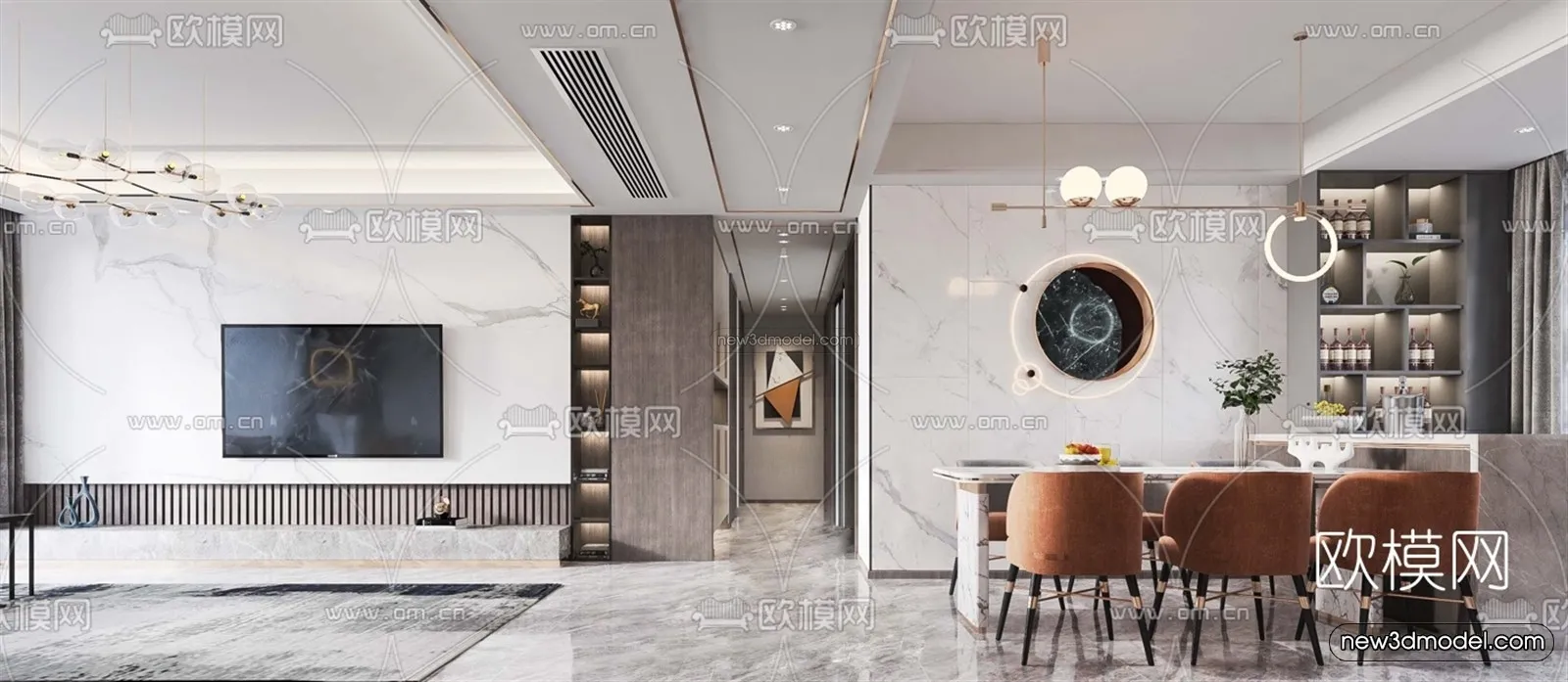 Luxury Style Interior 3D Blocks – Living Room 3D Model – 060 – VRAY