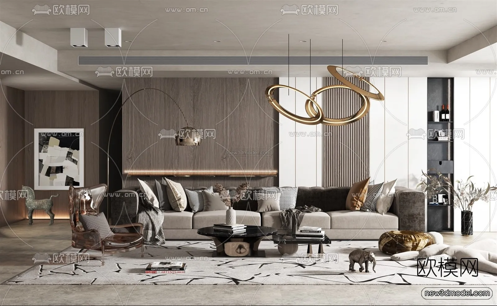 Luxury Style Interior 3D Blocks – Living Room 3D Model – 064 – VRAY