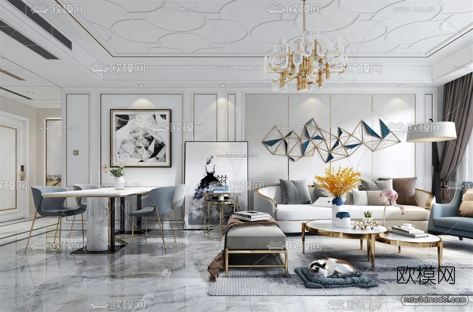 Luxury Style Interior 3D Blocks – Living Room 3D Model – 069 – VRAY