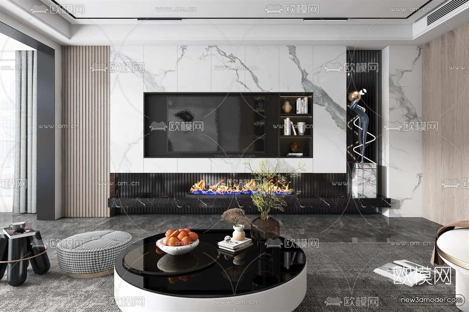 Luxury Style Interior 3D Blocks – Living Room 3D Model – 076 – VRAY