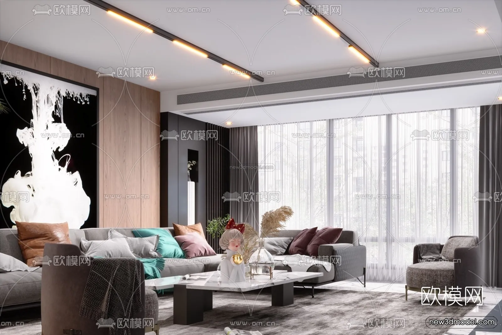 Luxury Style Interior 3D Blocks – Living Room 3D Model – 082 – VRAY