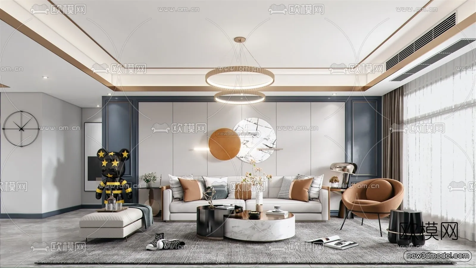 Luxury Style Interior 3D Blocks – Living Room 3D Model – 087 – VRAY