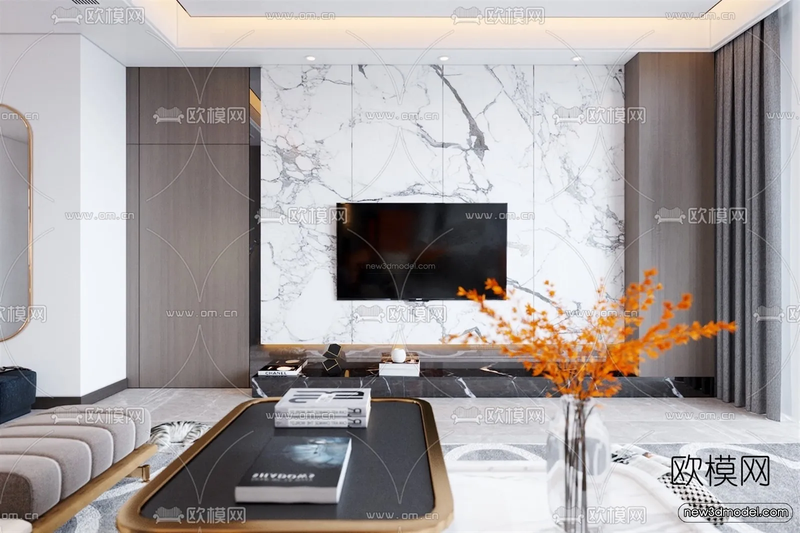 Luxury Style Interior 3D Blocks – Living Room 3D Model – 089 – VRAY