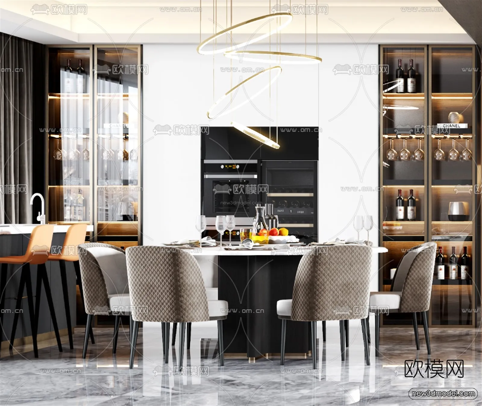 Luxury Style Interior 3D Blocks – Living Room 3D Model – 092 – VRAY