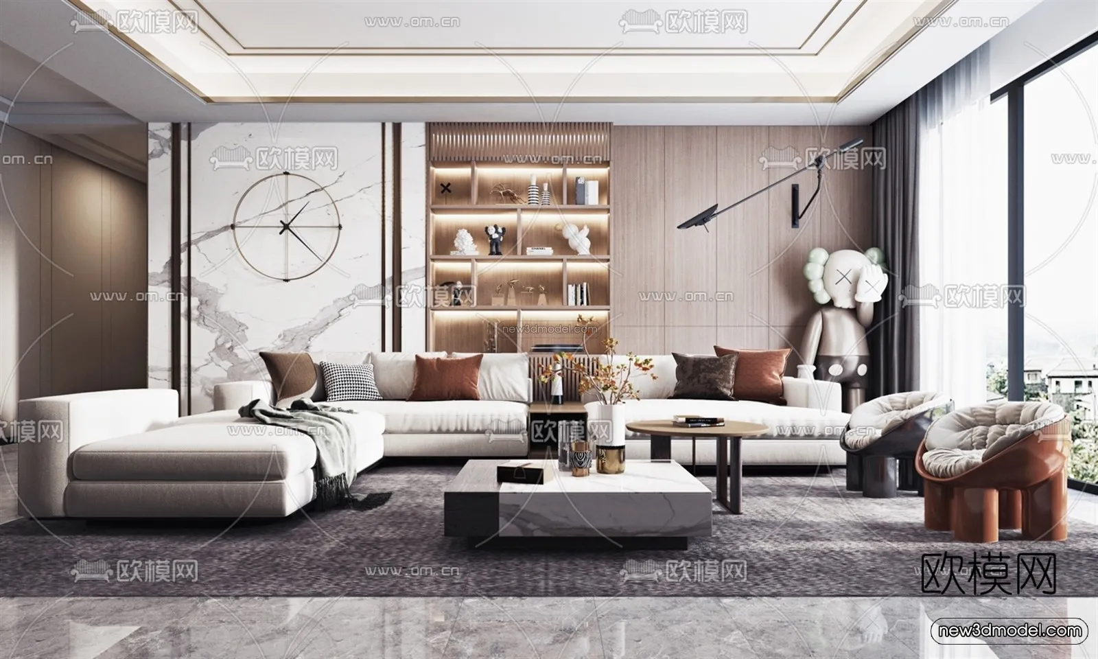 Luxury Style Interior 3D Blocks – Living Room 3D Model – 097 – VRAY
