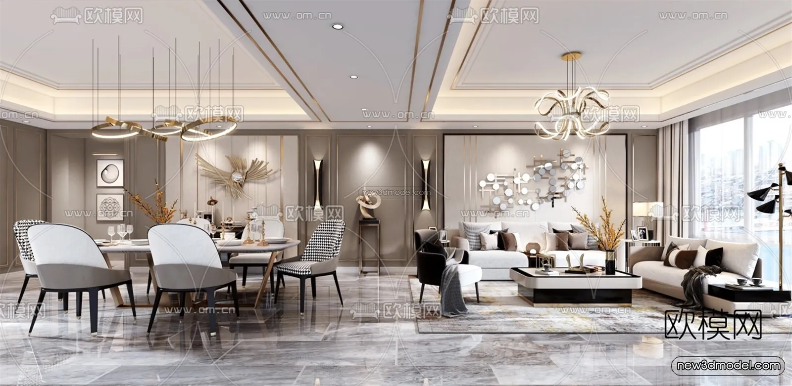 Luxury Style Interior 3D Blocks – Living Room 3D Model – 110 – VRAY