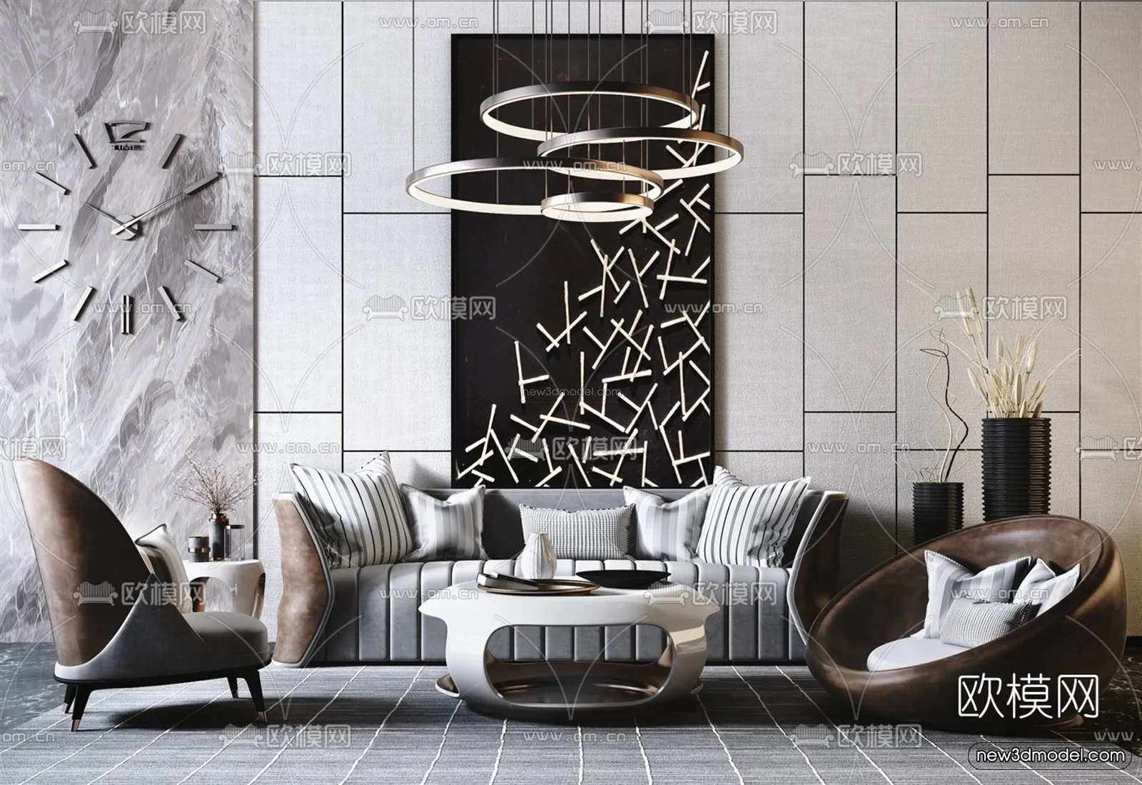 Luxury Style Interior 3D Blocks – Living Room 3D Model – 144 – VRAY