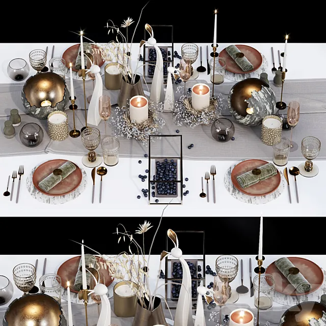 Luxury table setting _ wreath 3ds Max