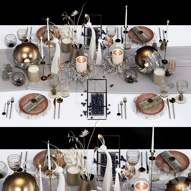 Luxury table setting _ wreath 3DS Max