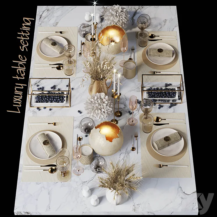 Luxury table setting W 3DS Max