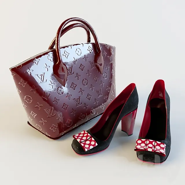 LV bag and shoes 3DSMax File