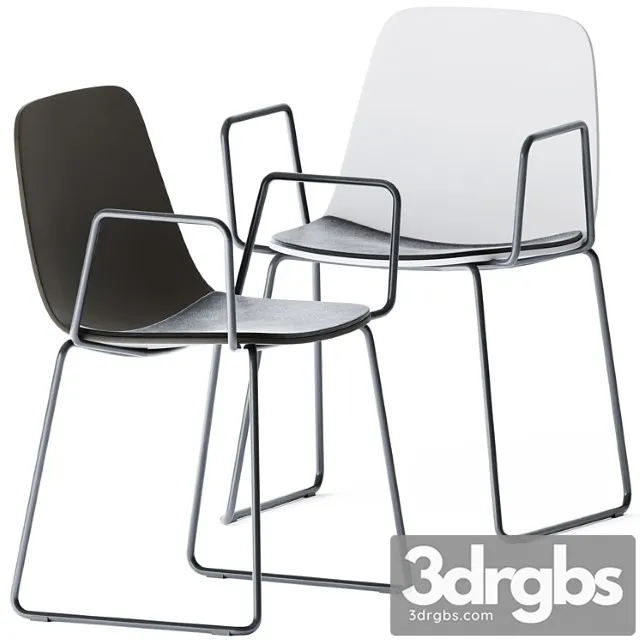 Maarten upholstered plastic sled base armrest chair by viccarbe