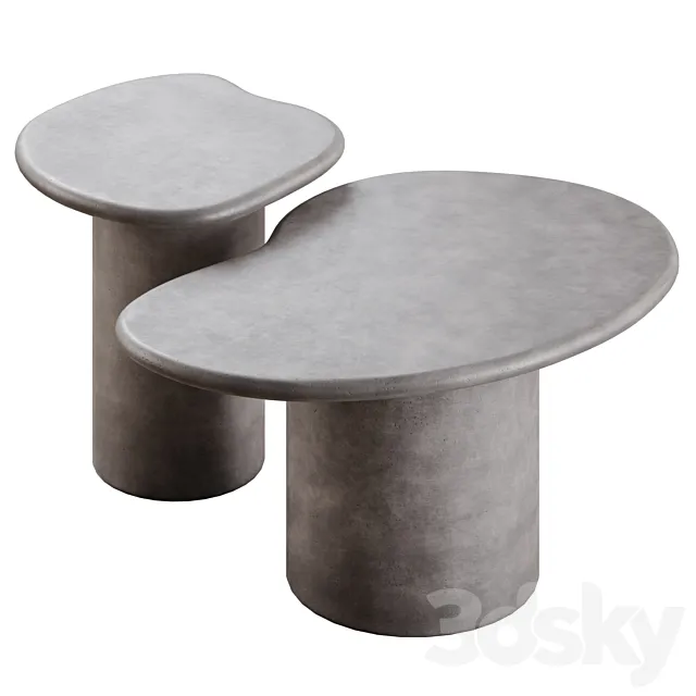 Macarella cement coffee tables in 2 colors 3ds Max