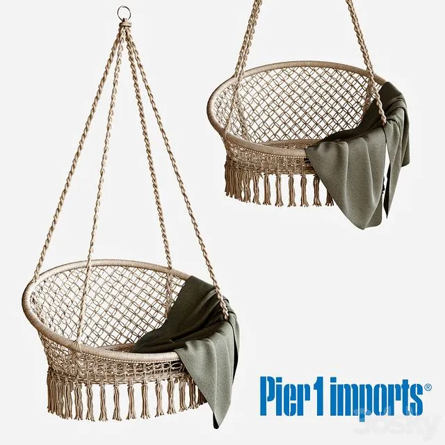 Macrame Natural Hanging Saucer Chair 3dsMax Model