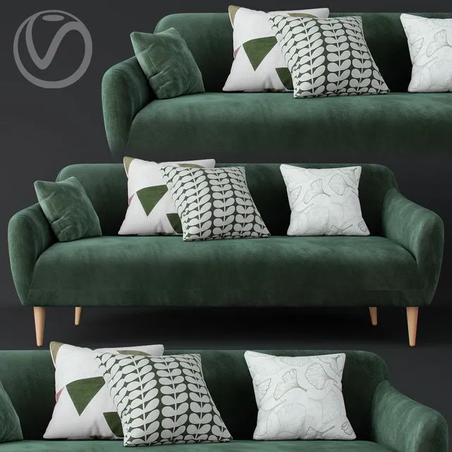 Macy Green Velvet Sofa 3dsMax Model