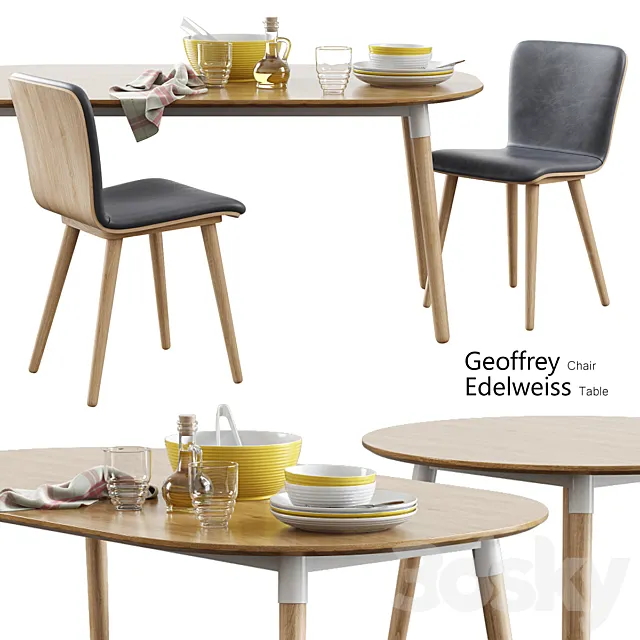 Made _ Geoffrey Chair + Edelweiss Table 3DS Max Model