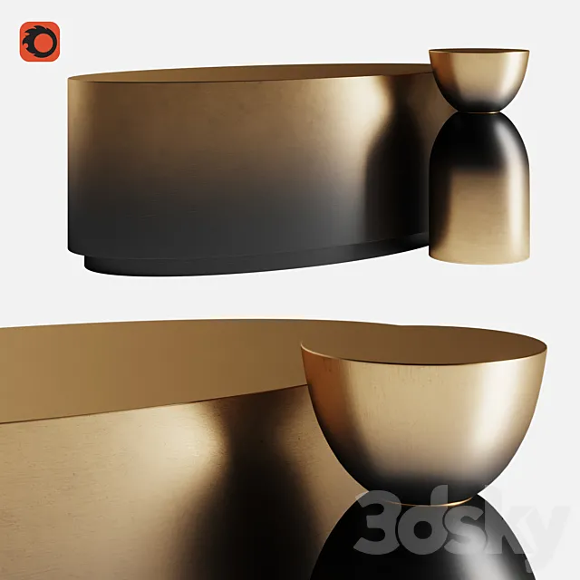 MADE Sulta Coffee Table. Brass & Black Ombre Set 3DSMax File